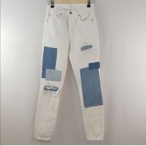 Patchwork high waisted jeans